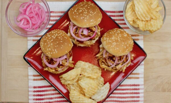 Marukan Instant Pot BBQ Chicken Sliders with Pickled Onions