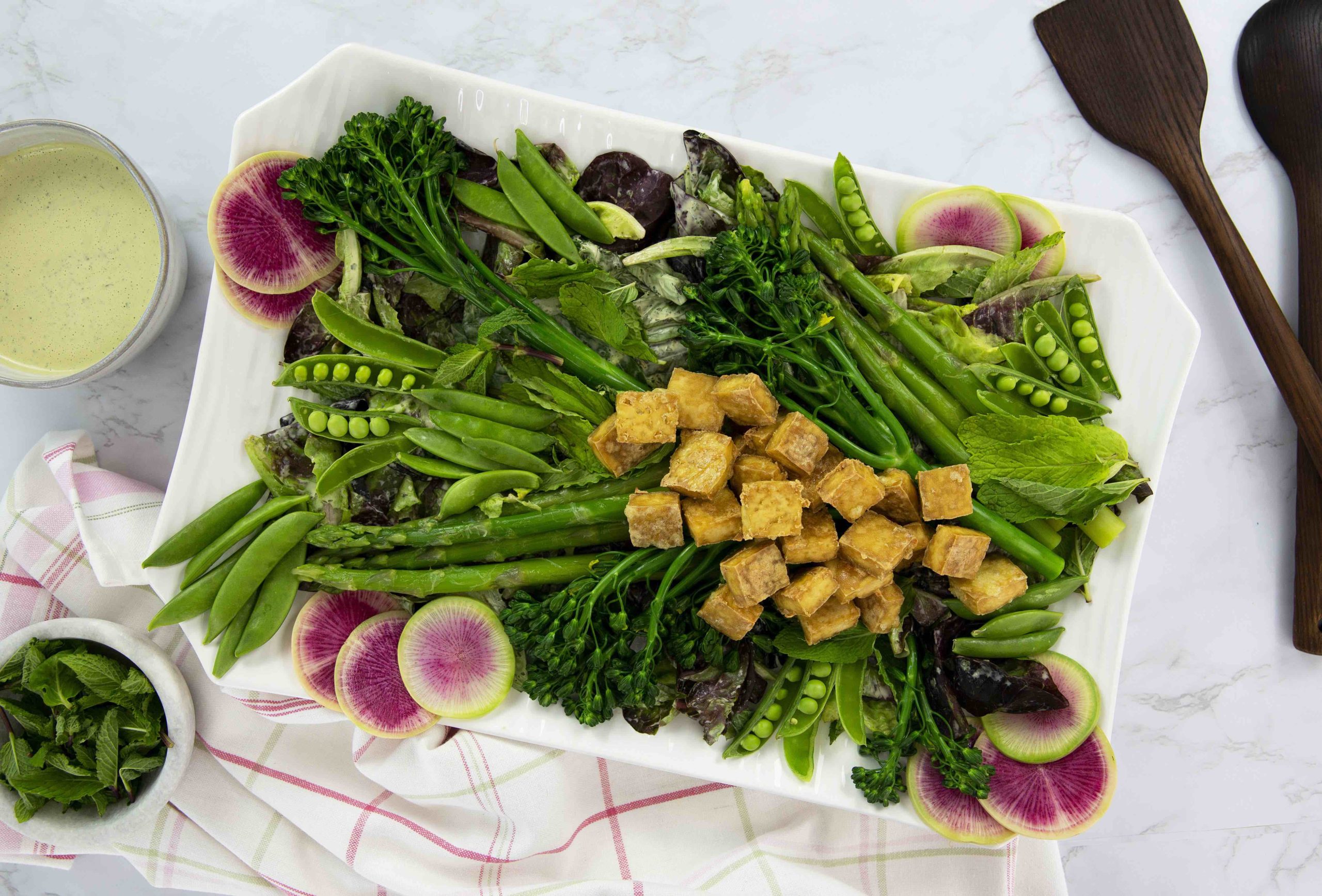 Marukan Spring Salad with Crispy Tofu Croutons