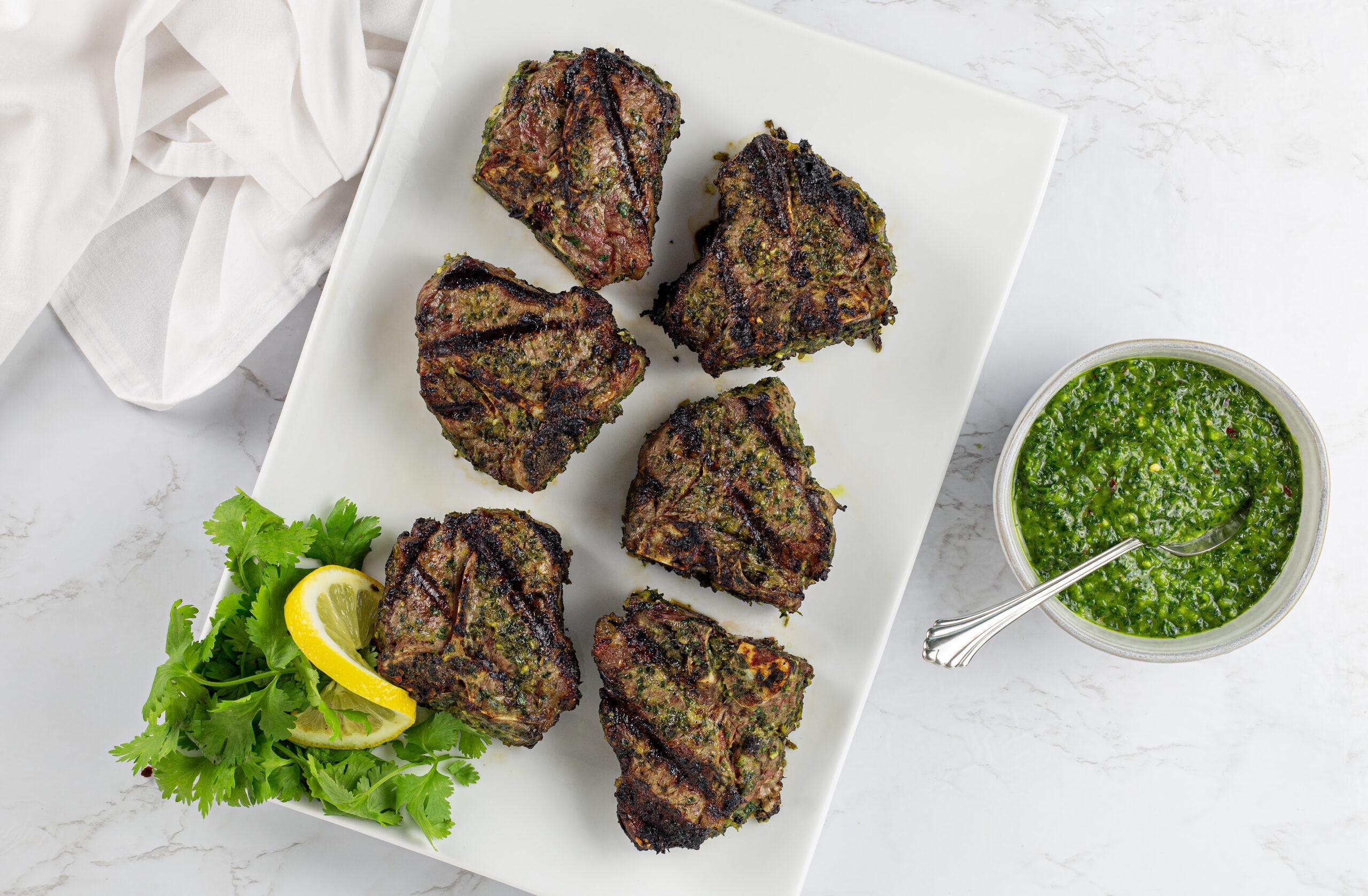 Marukan Grilled Lamb Chops with Chimichurri Sauce