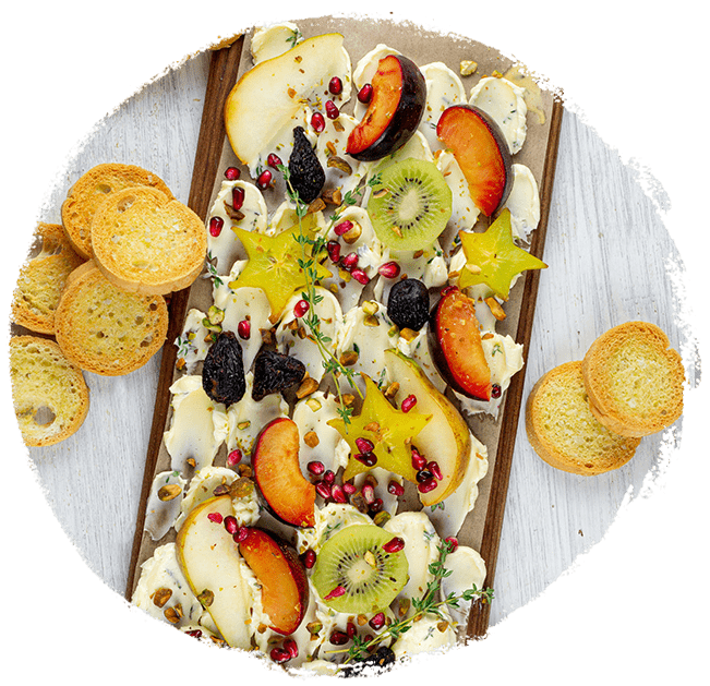 Marukan Goat Cheese Butter Board with Pickled Fruit