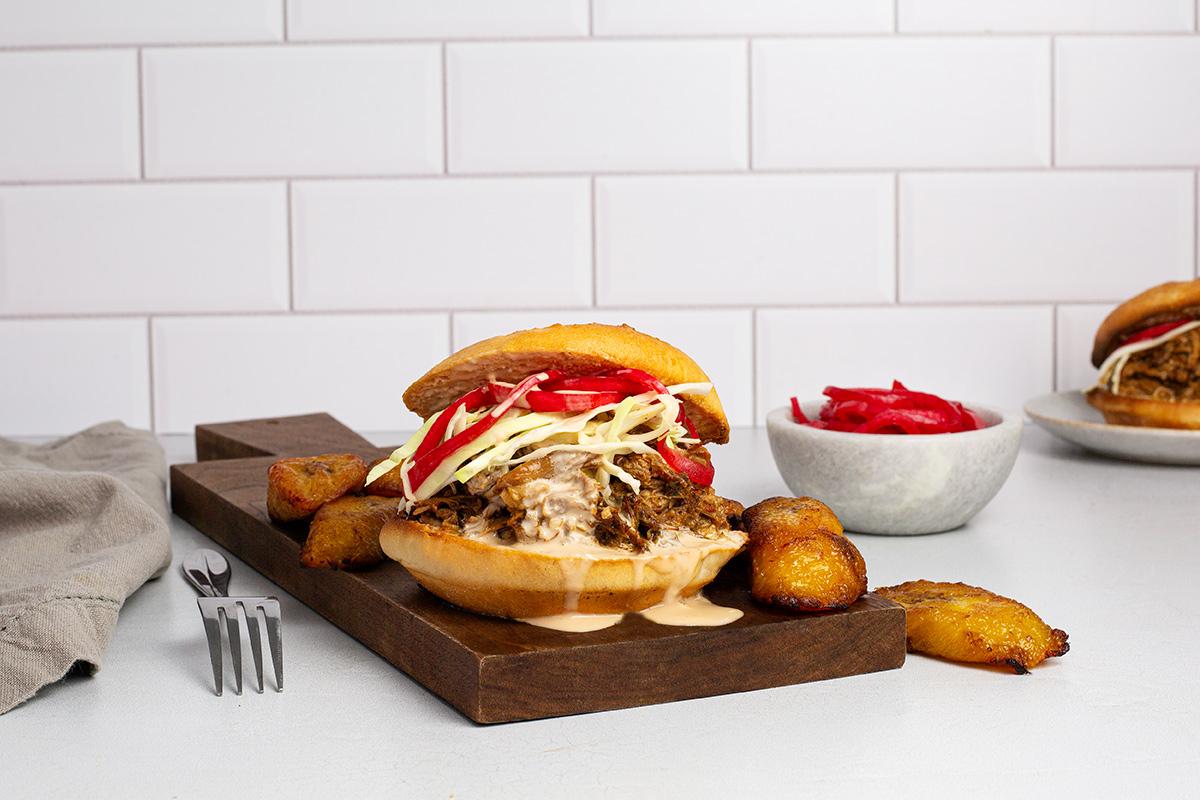 Marukan Dominican-Inspired Pulled Pork Sandwiches with Ponzu Thousand Island